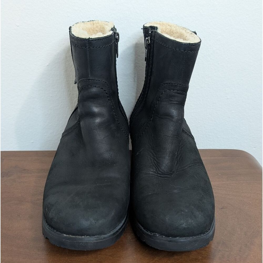 Ugg Fur Lined Outdoors Cozy Cabin Whimsigoth Dark Academia Leather Boots 10
